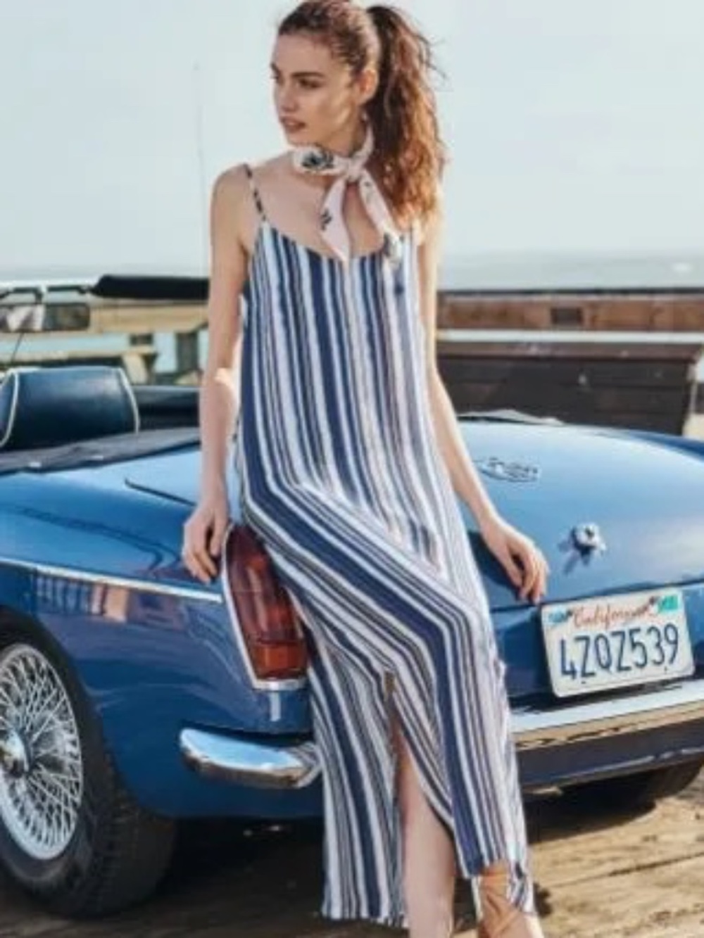 Amour Vert Striped Silk Maxi Dress